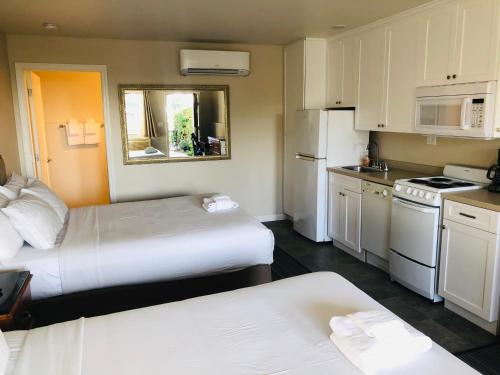 Kuchyň nebo kuchyňský kout v ubytování Moonlight Beach Motel