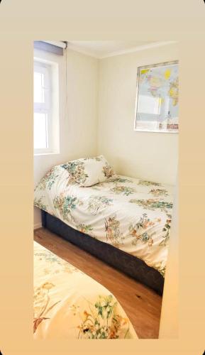 a bedroom with a bed in a room with a window at Aqua La Serena in La Serena