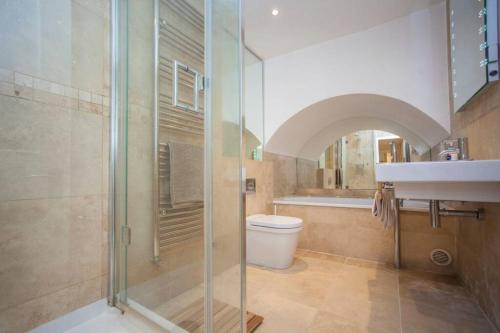 W łazience znajduje się prysznic, toaleta i umywalka. w obiekcie The Bath Retreat w mieście Bath