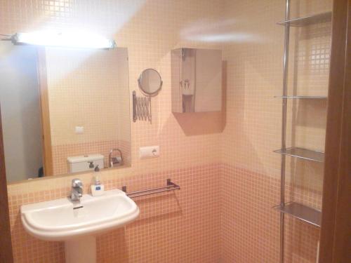un bagno con lavandino e specchio di Welcoming apartment in Zamora, 83 sqm, balcony with view a Zamora