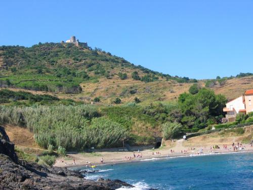 a group of people on a beach near the water at Appartement avec vue sur mer à Port-Vendres, 60 m², balcons. in Port-Vendres