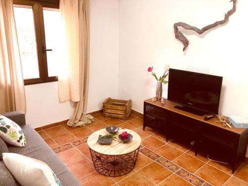 טלויזיה ו/או מרכז בידור ב-3 bedrooms house with furnished terrace and wifi at Viguera