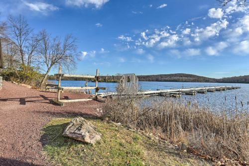 a dock on the side of a body of water at On Big Boulder Lake Condo with Community Pools! in Lake Harmony