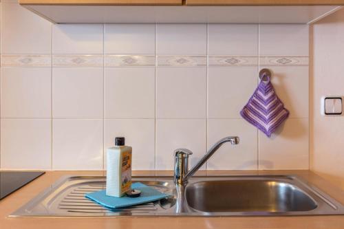 a kitchen sink with a bottle of detergent on it at Ladinser Hof Sattelkammer in Castelrotto