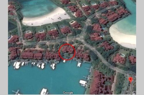 a map of a marina with a red circle at Maison L'Amirale by Simply-Seychelles in Eden Island