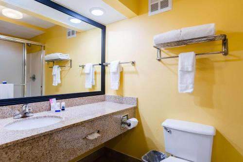 a bathroom with a sink and a mirror and a toilet at Best Western Milton Inn in Milton