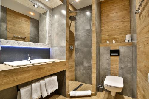 a bathroom with a toilet and a sink at Willa Śwarna I in Zakopane