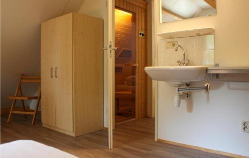 Habitación con baño con lavabo y armario. en Wille, en De Bult