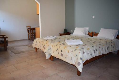 a bedroom with a large bed in a room at Mesohori studios in Sfakia