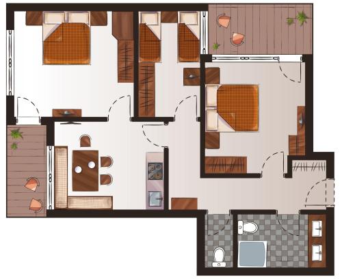 a floor plan of a house with at Hotel Pinzger Tux in Tux