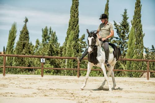 a man riding a horse in front of a fence at Agriturismo Panieracci in Villamagna