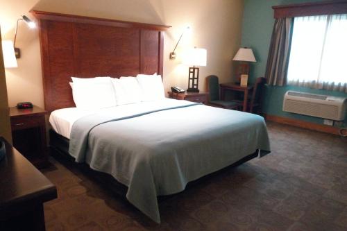 a hotel room with a large bed and a window at Timberlake Lodge in Grand Rapids