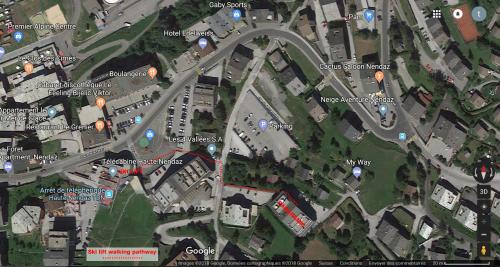 a map of a city with roads and buildings at Appartement Panoramic in Nendaz
