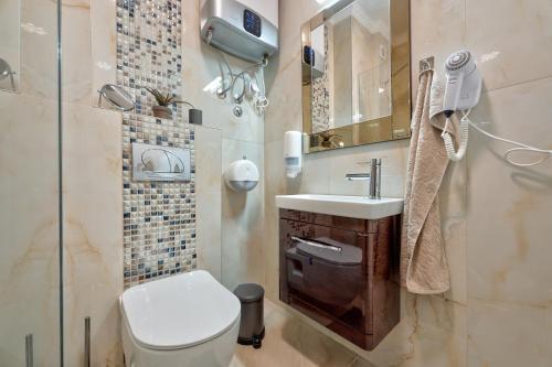 La petite salle de bains est pourvue de toilettes et d'un lavabo. dans l'établissement Adonis 201, à Zlatibor