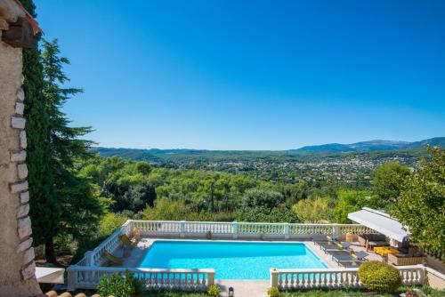 a pool in a villa with a view at Bastide les 3 Portes in Saint-Paul-de-Vence