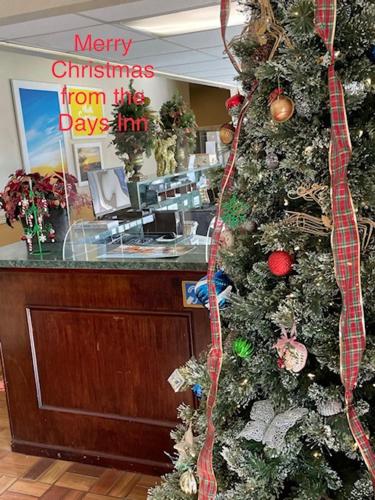 a christmas tree in front of a store at Days Inn by Wyndham Asheville West in Candler