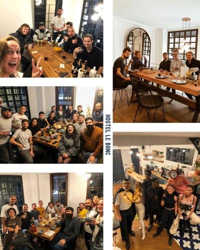 a group of people sitting around a table at Hostel Le Banc in Istanbul