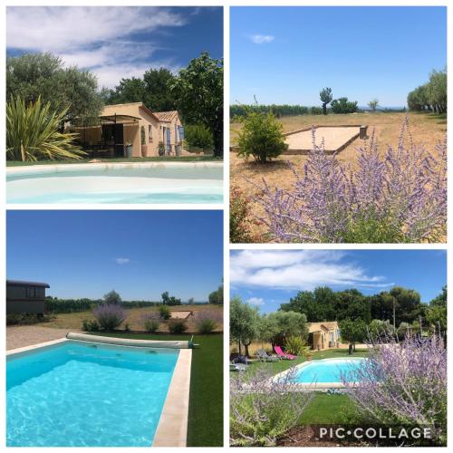 4 photos d'une maison et d'une piscine dans l'établissement Maison charmante à Modène avec piscine privée, à Modène