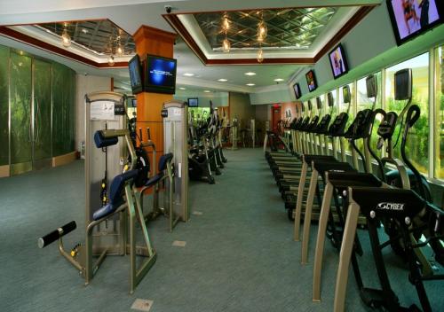 a gym with rows of treadmills and machines at South Point Hotel Casino-Spa in Las Vegas