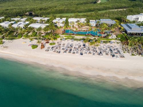 an aerial view of a resort on the beach at Andaz Mayakoba All Inclusive Package in Playa del Carmen