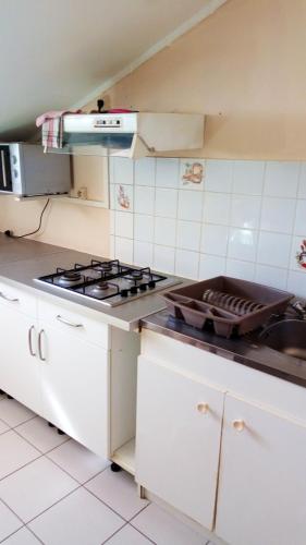 Η κουζίνα ή μικρή κουζίνα στο Appartement ensoleillé à Goyave, 50 m², vue mer et balcon