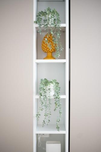 a shelf with a vase and plants in it at Redi Suite in Bari