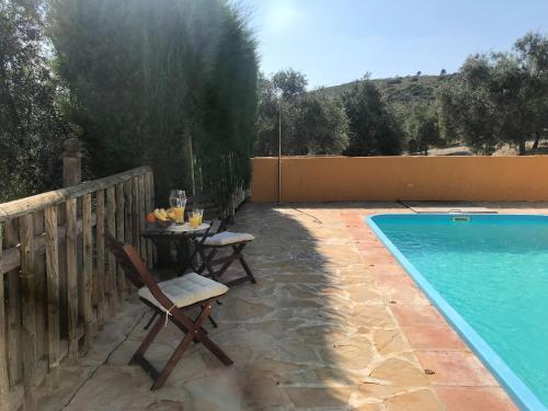 Baseinas apgyvendinimo įstaigoje 3 bedrooms villa with private pool and furnished terrace at El Saucejo arba netoliese
