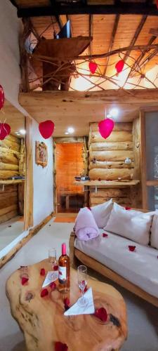 Una cama o camas en una habitación de Cabaña en la Calera el Pinar