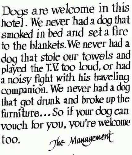 a letter from a dog that says dogs are welcome in this hotel at Archontiko Maisonettes in Alykes