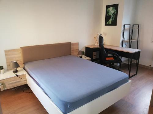 Säng eller sängar i ett rum på Grand T3 avec clim, parking et terrasse privative - Agen