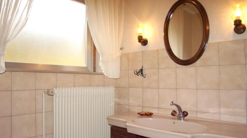 y baño con lavabo y espejo. en Appartement de 2 chambres avec piscine partagee jardin amenage et wifi a Oderen, en Oderen