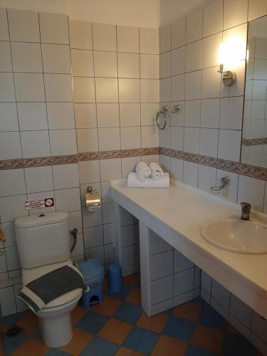 La salle de bains est pourvue de toilettes et d'un lavabo. dans l'établissement Gi Ga Mar, à Kriopigi