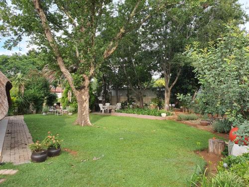a yard with a tree and a lawn with plants at Chic Breeze in Bloemfontein