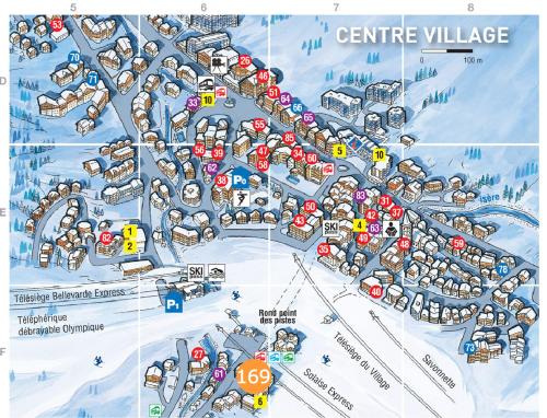 a map of the centre ville village at Val-d'Isère - 2 pièces + cabine au pied des pistes in Val dʼIsère