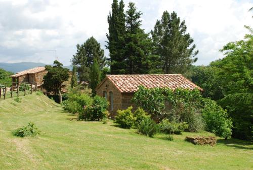 a small house on a hill with a yard at Il Sentiero in Acquapendente