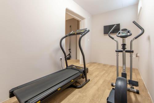 a gym with two tread machines in a room at Amaryllis Maison Hili in Alexandroupoli