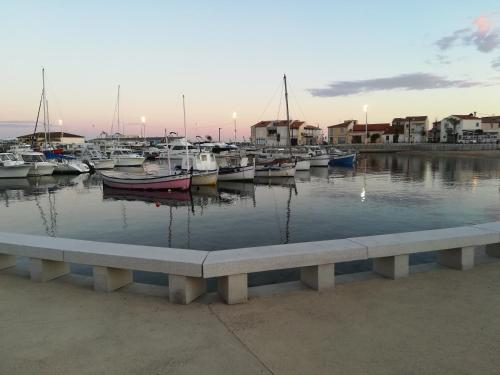 Un gruppo di barche sono ormeggiate in un porto. di Bel appartement avec terrasse - Plage de Carro à pied a Martigues