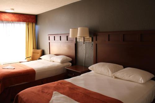 a hotel room with two beds and a window at LA VISTA INN in Port Richey