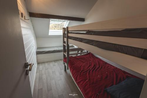 Cette petite chambre dispose de 2 lits superposés et d'une fenêtre. dans l'établissement Gîte Le Petit Arbizon, à Campan