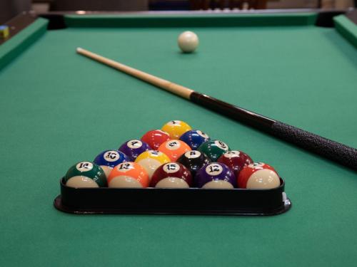 a group of billiard balls on a pool table at HOTEL SHIRAHAMAKAN in Shirahama