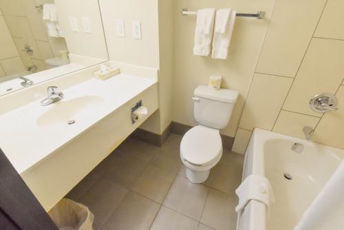 a bathroom with a toilet and a sink and a tub at Canad Inns Destination Centre Polo Park in Winnipeg