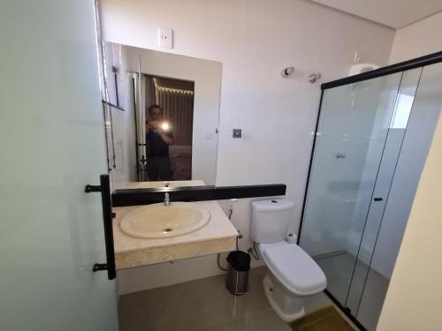 Koupelna v ubytování Hotel Avelar