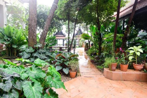 a garden with a bunch of plants and trees at บ้านเวียงเหล็ก Baan Veanglhek Residence in Phra Nakhon Si Ayutthaya