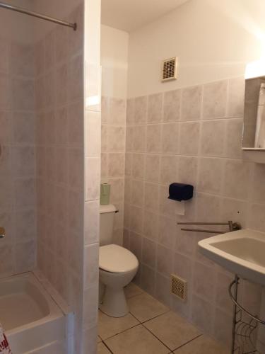 a bathroom with a toilet and a sink at casabellavista in Bonifacio