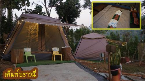 une tente avec un ours en peluche à l'intérieur dans l'établissement Li-su Camp at Samoneng, à Samoeng