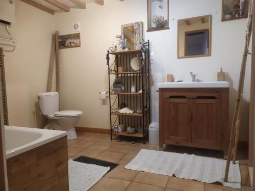 Koupelna v ubytování Loft au bord du Canal du Midi