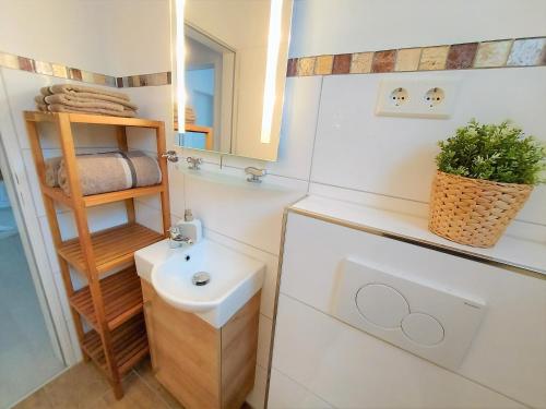 Ένα μπάνιο στο Ferienwohnung Seestern 61