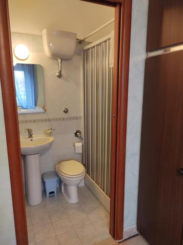 bagno con servizi igienici e lavandino di Guest house Il Nido a Velletri