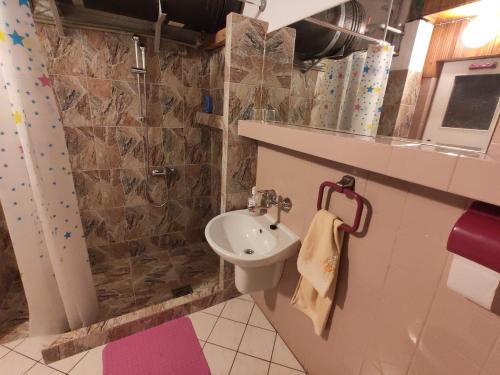 łazienka z umywalką, toaletą i prysznicem w obiekcie Apartament-studio, pokoje u Lucy w Rabce