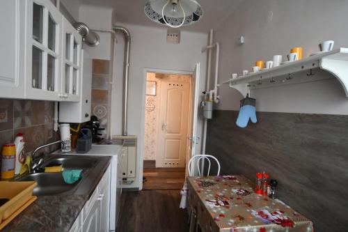 A kitchen or kitchenette at Habos isler apartman 16